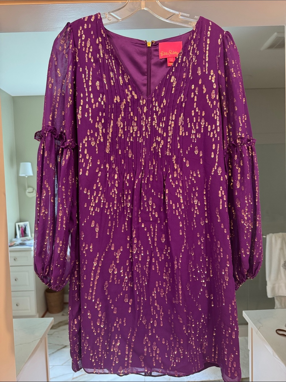 Lilly Pulitzer Purple Dress with Metallic Gold Dots